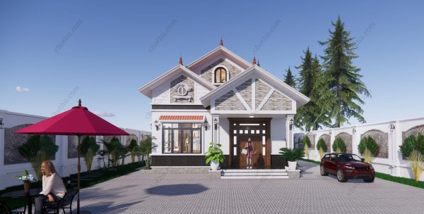 Nhà cấp 4 mái Thái đẹp nhất hiện nay diện tích: 10.7x15.6m - V381