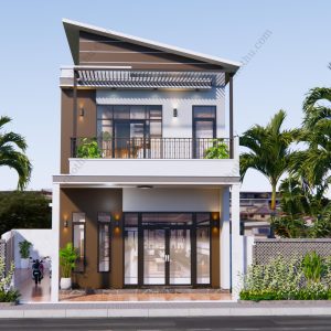 Nhà 2 tầng mái nghiêng đẹp độc đáo diện tích: 6x14m - V555