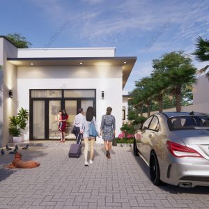 Nhà cấp 4 mái bằng diện tích 7,4x18m - V764