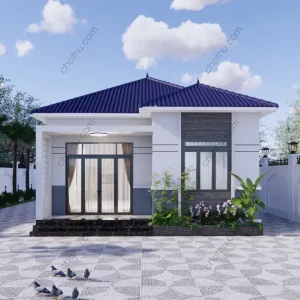 Mẫu nhà cấp 4 mái Nhật diện tích: 7.3x8.6m - V832