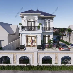 Mẫu nhà mái Nhật sang trọng 2 tầng diện tích: 8x9m - V605