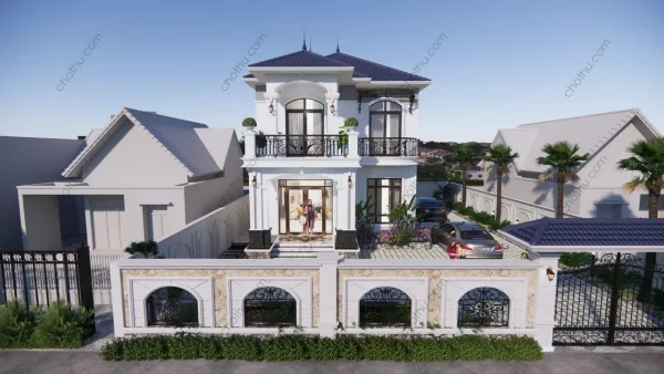 Mẫu nhà mái Nhật sang trọng 2 tầng diện tích: 8x9m - V605