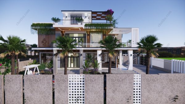 Nhà 2 tầng hiện đại mái thái đẹp diện - tích: 8.5x16.5m - V443 - Hình ảnh 2