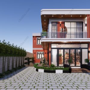 Thiết kế nhà 2 tầng hiện đại, tiện nghi, có 1 tầng hầm diện tích: 10x19m - V544