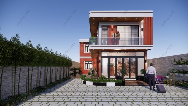 Thiết kế nhà 2 tầng hiện đại, tiện nghi, có 1 tầng hầm diện tích: 10x19m - V544