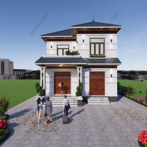 Nhà 2 tầng hiện đại mái Nhật diện tích 9x10.9m - V884