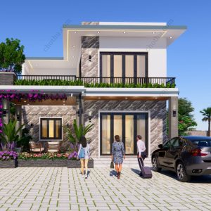 Nhà 2 tầng mái bằng hiện đại đẹp diện: 10x13m - V632