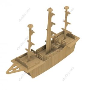 Đồ chơi gỗ cắt laser thuyền buồm để cắt laser mô hình 3D