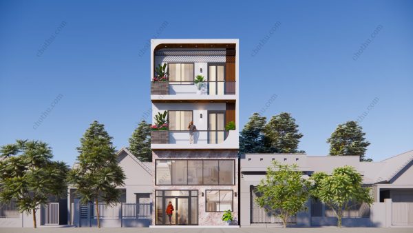 Mẫu nhà 3 tầng được thiết kế theo phong cách hiện đại diện tích: 6.5x6.4m - V819