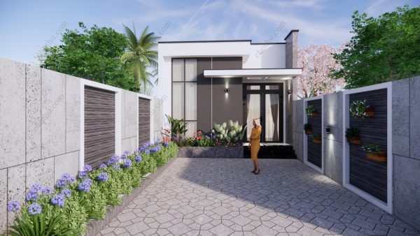 Nhà cấp 4 mái bằng diện tích: 5,8x20,3m - V706