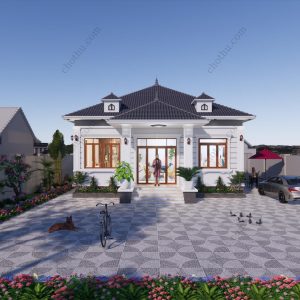 Mẫu nhà cấp 4 mái Nhật diện tích: 10.5x10m - V464