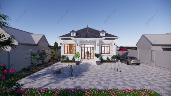 Mẫu nhà cấp 4 mái Nhật diện tích: 10.5x10m - V464