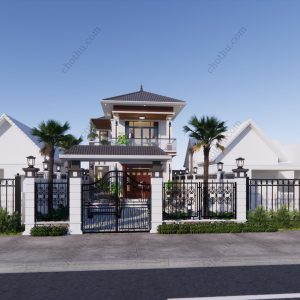 Mẫu nhà 2 tầng mái Nhật diện tích: 7x15,5m - V597