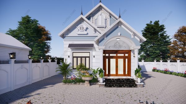 Nhà cấp 4 mái Thái, 3 phòng ngủ, diện tích 8,4x11,4m -V838