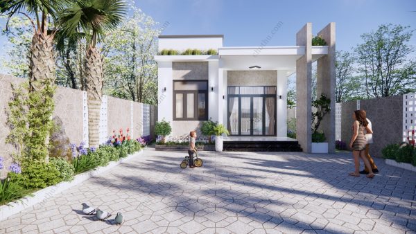 Nhà cấp 4 mái bằng diện tích: 7,2x15m - V678