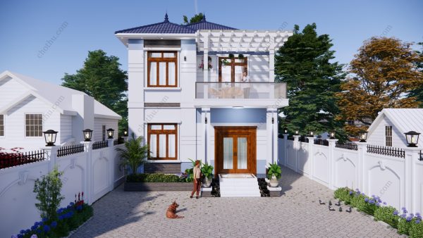 Mẫu nhà 2 tầng mái Nhật diện tích: 8.3x12.6m - V826