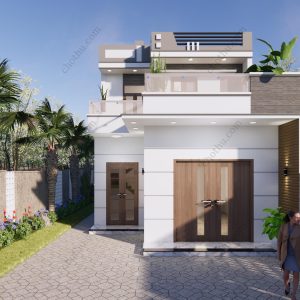 Nhà 2 tầng mái bằng diện tích: 6.7x11m - V671