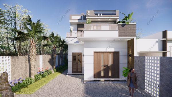 Nhà 2 tầng mái bằng diện tích: 6.7x11m - V671