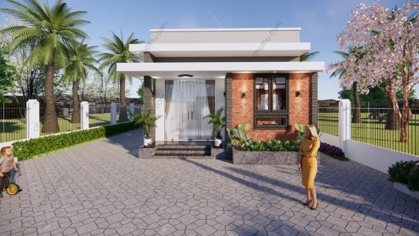 Nhà cấp 4 mái bằng diện tích: 6,9x16,4m - V686