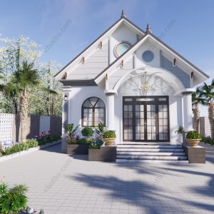 Nhà cáp treo 4 mái Thái đẹp, giá rẻ không thể bỏ qua 7.8x16m - V590