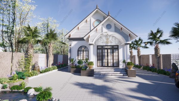 Nhà cáp treo 4 mái Thái đẹp, giá rẻ không thể bỏ qua 7.8x16m - V590