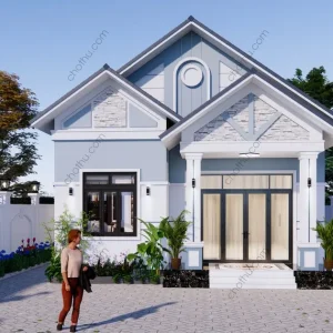 Mẫu nhà cấp 4 mái Thái diện tích: 8.3x12.3m - V841