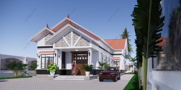 Nhà cấp 4 mái Thái đẹp nhất hiện nay diện tích: 10.7x15.6m - V381 - Hình ảnh 3