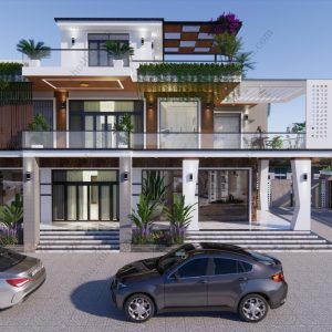 Nhà 2 tầng hiện đại mái thái đẹp diện - tích: 8.5x16.5m - V443