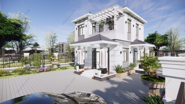 Mẫu nhà mái thái Nhật Bản 2 tầng diện tích: 8x9m - V603 - Hình ảnh 3