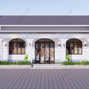 Nhà 2 tầng mái dốc đẹp độc đáo diện tích: 13,5x7,9m - V620