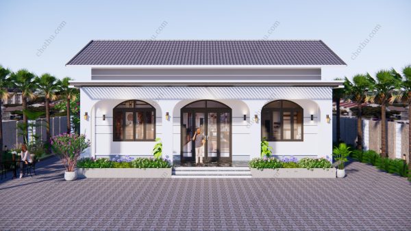 Nhà 2 tầng mái dốc đẹp độc đáo diện tích: 13,5x7,9m - V620