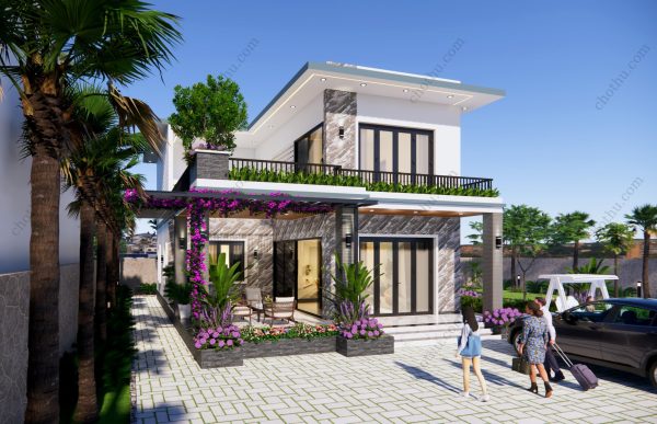 Nhà 2 tầng mái bằng hiện đại đẹp diện: 10x13m - V632 - Hình ảnh 3