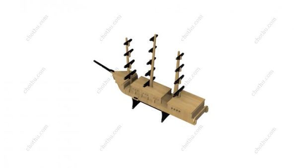 Tệp kỹ thuật số đồ chơi mô hình tàu buôn để cắt bằng laser - Mô hình 3D - Hình ảnh 7