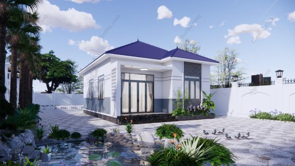 Mẫu nhà cấp 4 mái Nhật diện tích: 7.3x8.6m - V832 - Hình ảnh 3