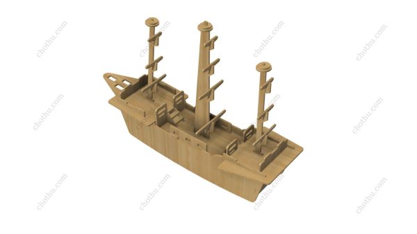 Đồ chơi gỗ cắt laser thuyền buồm để cắt laser mô hình 3D - Hình ảnh 7