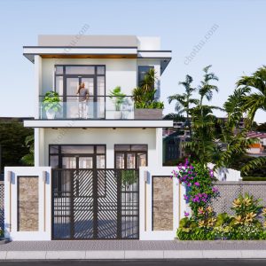 Nhà 2 tầng mái bằng diện tích: 6x13.1m - V695