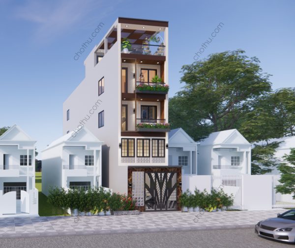 Nhà gác lửng 3 tầng hiện đại diện tích: 4.2x20.5m - V478