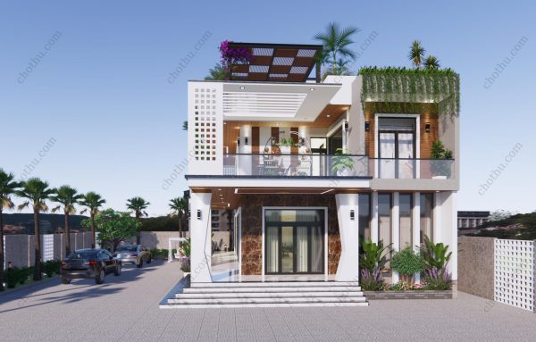 Nhà 2 tầng hiện đại mái thái đẹp diện - tích: 8.5x16.5m - V443 - Hình ảnh 4