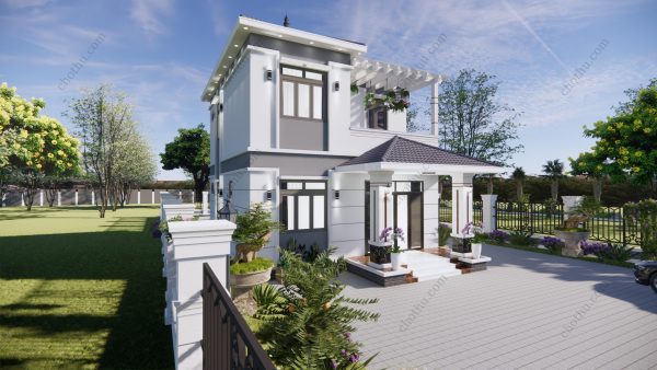 Mẫu nhà mái thái Nhật Bản 2 tầng diện tích: 8x9m - V603 - Hình ảnh 4