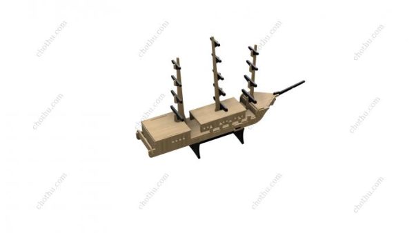 Tệp kỹ thuật số đồ chơi mô hình tàu buôn để cắt bằng laser - Mô hình 3D