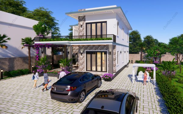 Nhà 2 tầng mái bằng hiện đại đẹp diện: 10x13m - V632 - Hình ảnh 4