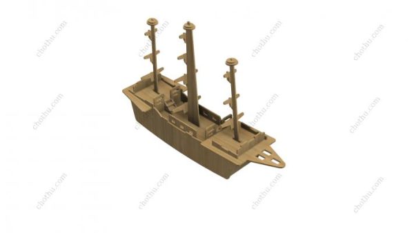 Đồ chơi gỗ cắt laser thuyền buồm để cắt laser mô hình 3D - Hình ảnh 6