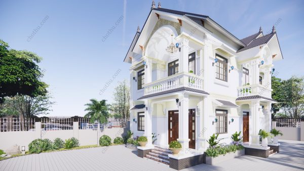 Mẫu nhà mái Thái 2 tầng 3 phòng ngủ diện tích: 8x12m - V617 - Hình ảnh 4