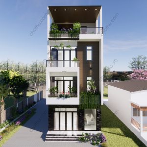 Mẫu nhà ống 3 tầng hiện đại, thông thoáng diện tích: 6.4x16.5m - V521