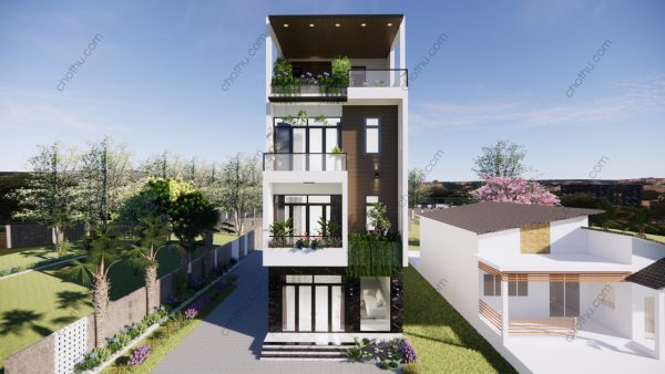 Mẫu nhà ống 3 tầng hiện đại, thông thoáng diện tích: 6.4x16.5m - V521