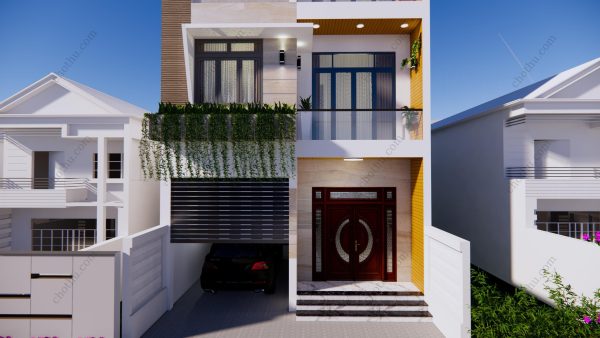 Thiết kế mẫu nhà 3 tầng mặt tiền đẹp diện tích: 7x11.3m - V545 - Hình ảnh 5
