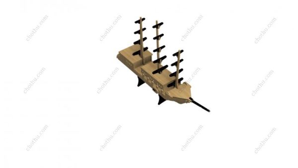 Tệp kỹ thuật số đồ chơi mô hình tàu buôn để cắt bằng laser - Mô hình 3D - Hình ảnh 5