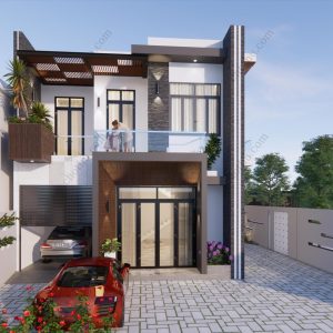 Nhà 2 tầng hiện đại mái bằng diện tích: 8x17,5 - V699