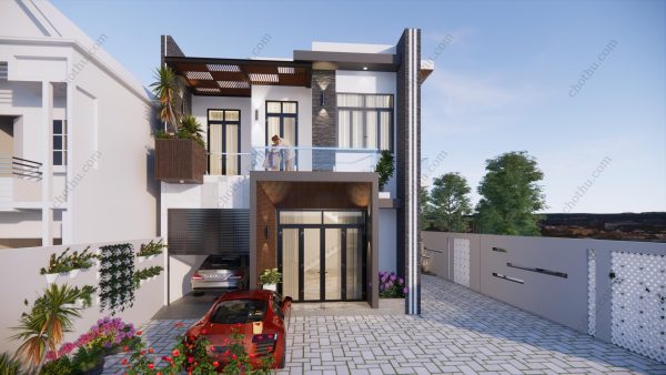 Nhà 2 tầng hiện đại mái bằng diện tích: 8x17,5 - V699