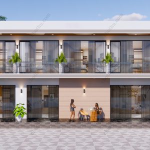Mẫu nhà 2 tầng hiện đại 2 mặt tiền, không gian thoáng đãng diện tích: 9.5x15m - V829